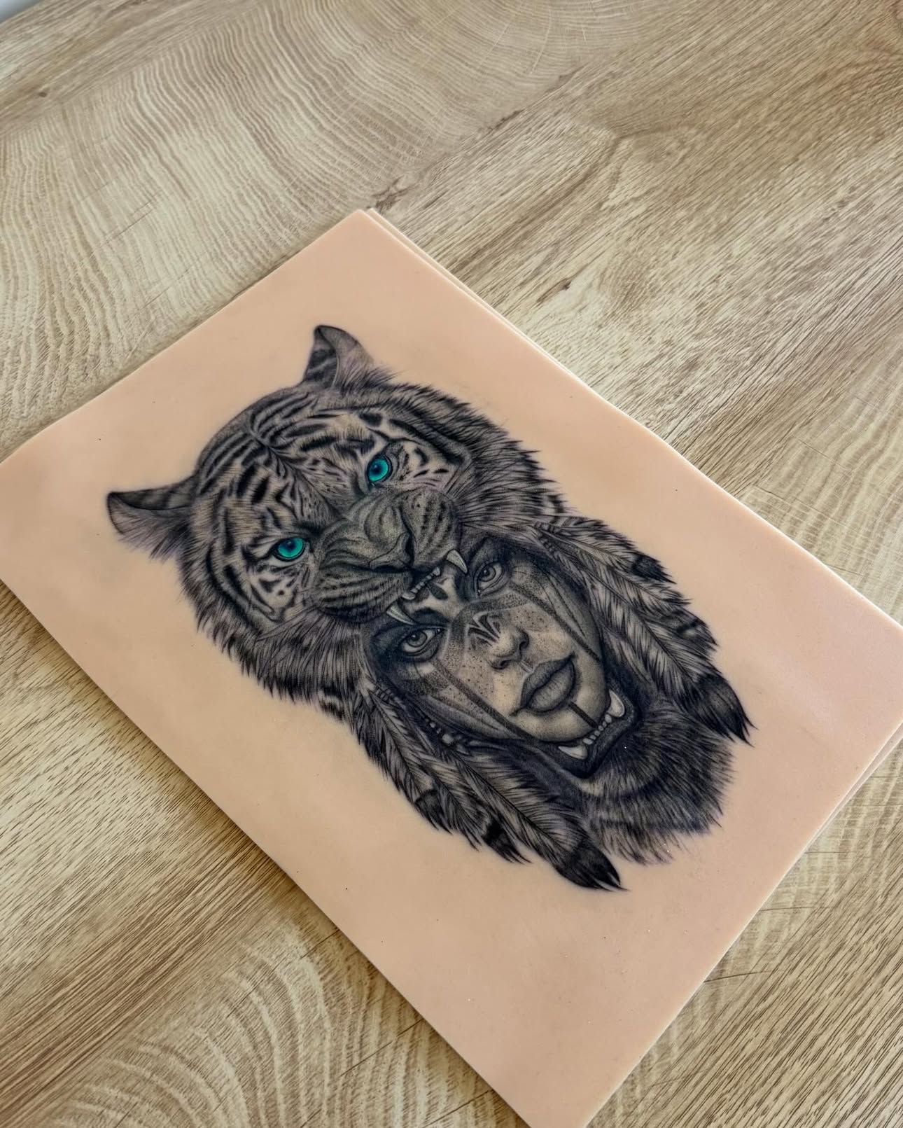 Warrior spirit black-and-grey tattoo by Jason Chamberlain