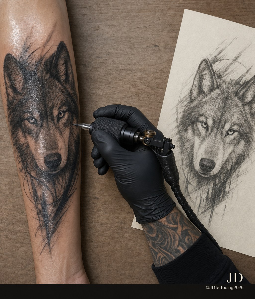 Studio process flat lay by JD Tattooing