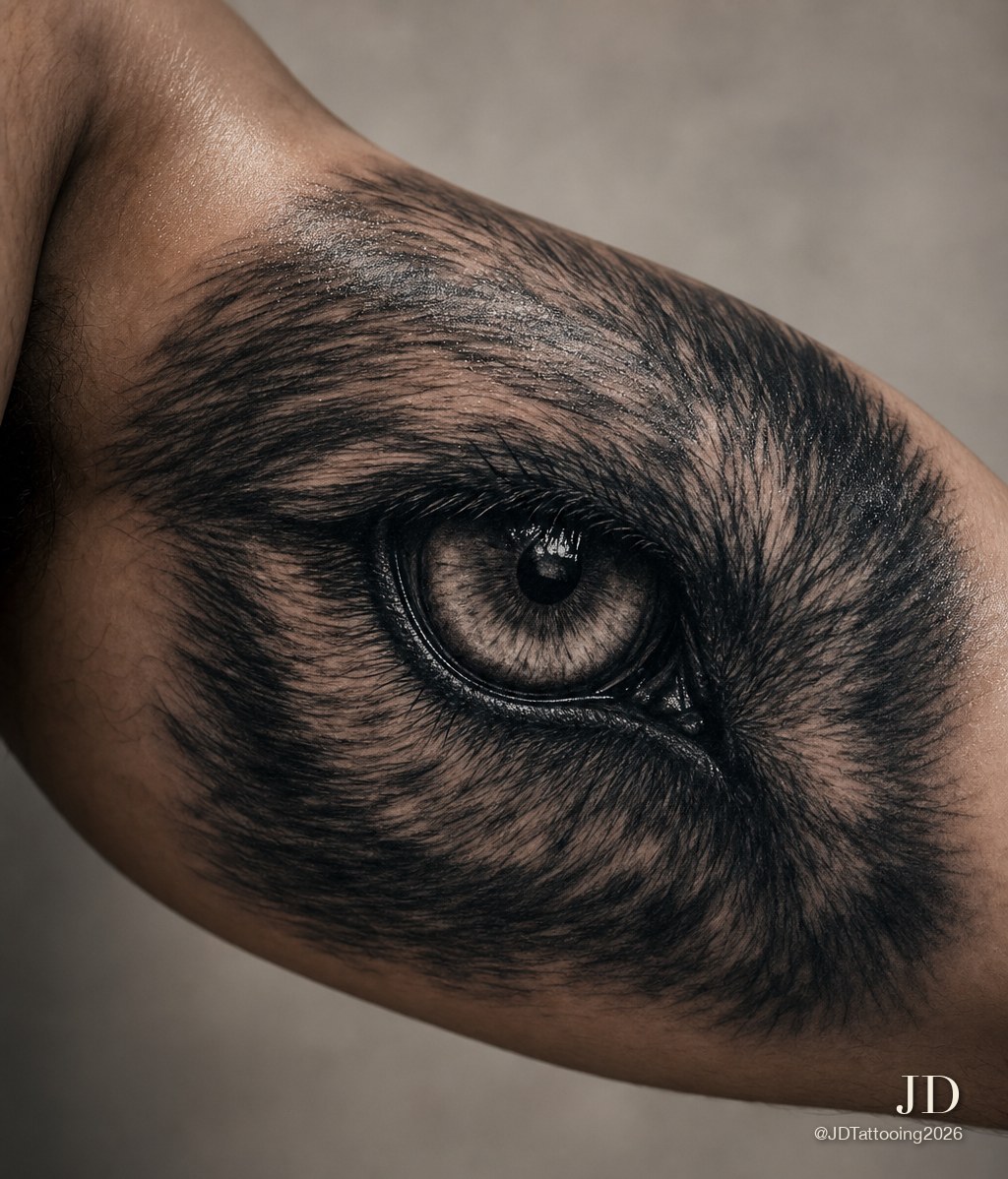 Black-and-grey realism macro detail by JD Tattooing